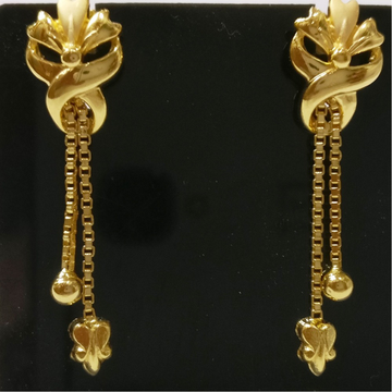 22kt gold plain casting fancy earrings with chain... by 