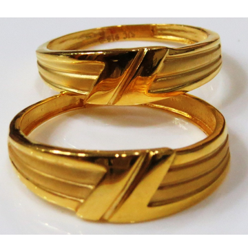 22kt gold plain casting fancy couple band cr-1 by 